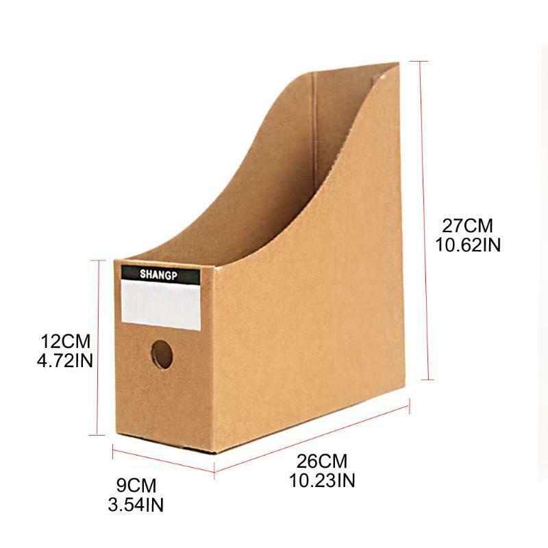 5pcs Office Document File Storage Box Kraft Magazine File Holders with Labels