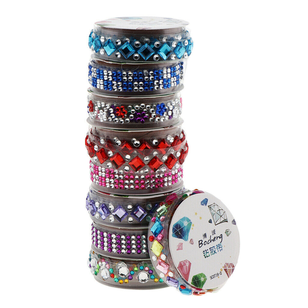 6 Self Adhesive Acrylic Rhinestone Crystal Bling Stickers Tape for Phone Car