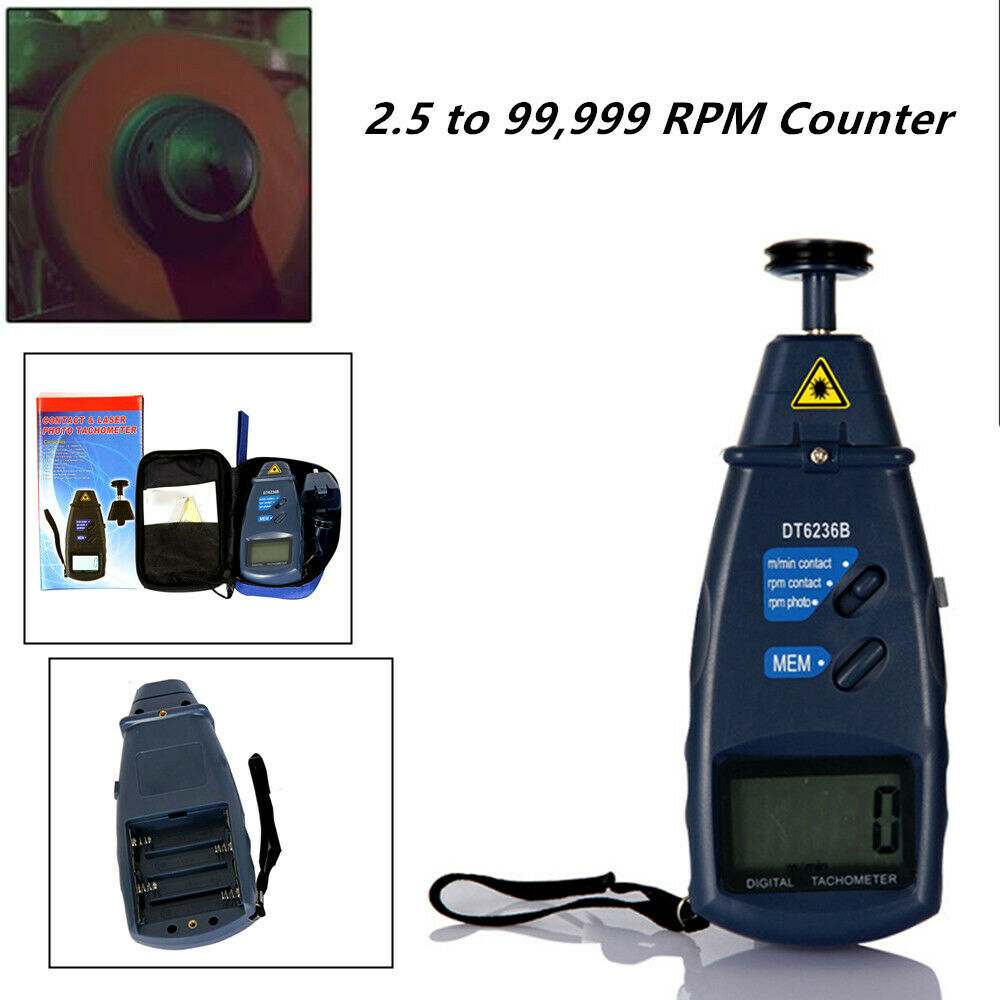Motorcycle Car Truck Digital Tachometer Non-Contact 2.5 to 99999 RPM Counter Kit
