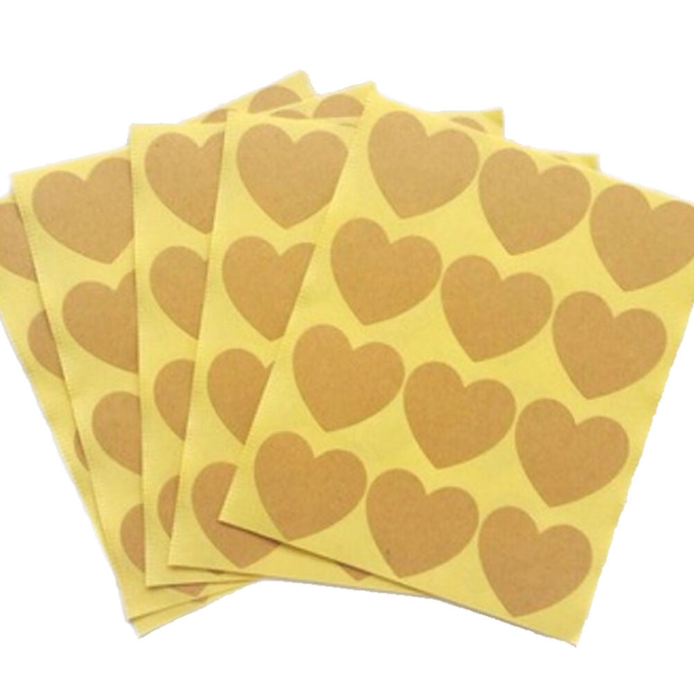 120pcs/10 sheet Heart Shape Kraft Paper Label Stickers Baking Sealing Stick DD