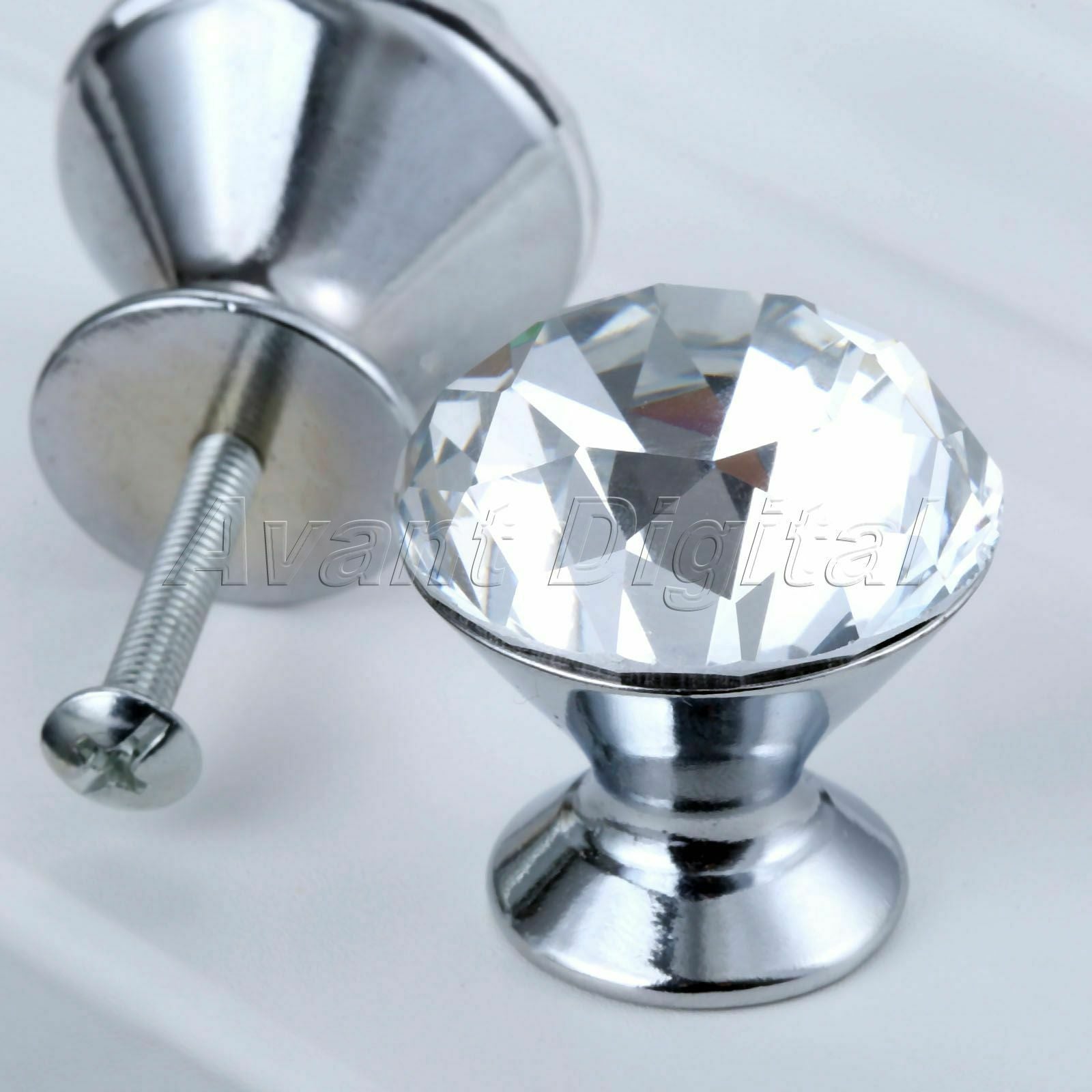 1Pc Clear Diamond Shape Cabinet Glass Handles Door Cupboard Drawer Pull Knobs