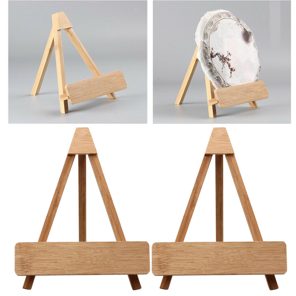 2Pcs Wood Easels Plate Display Stand Photo Picture Holder For Weddings Home