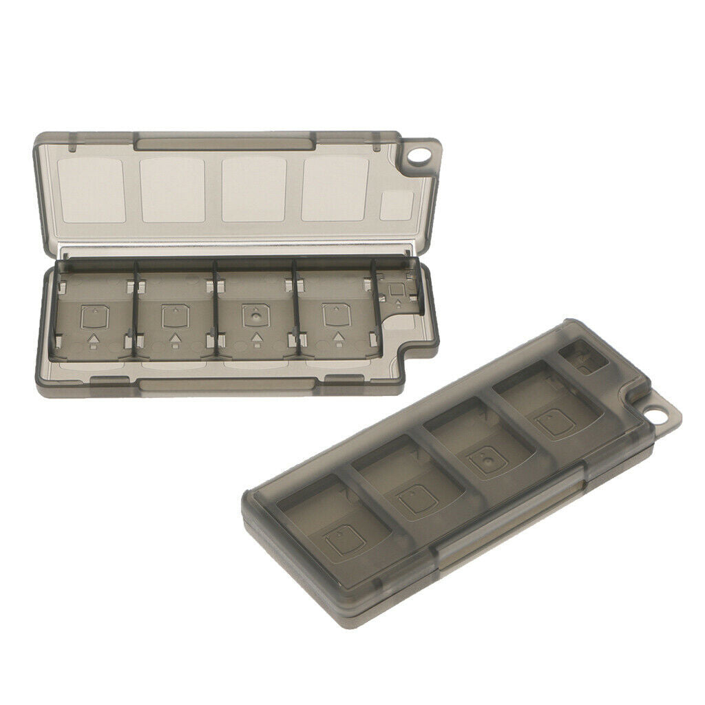 2 Pcs Plastic Game Card Organizer Carry Storage Box Case Black Dustproof