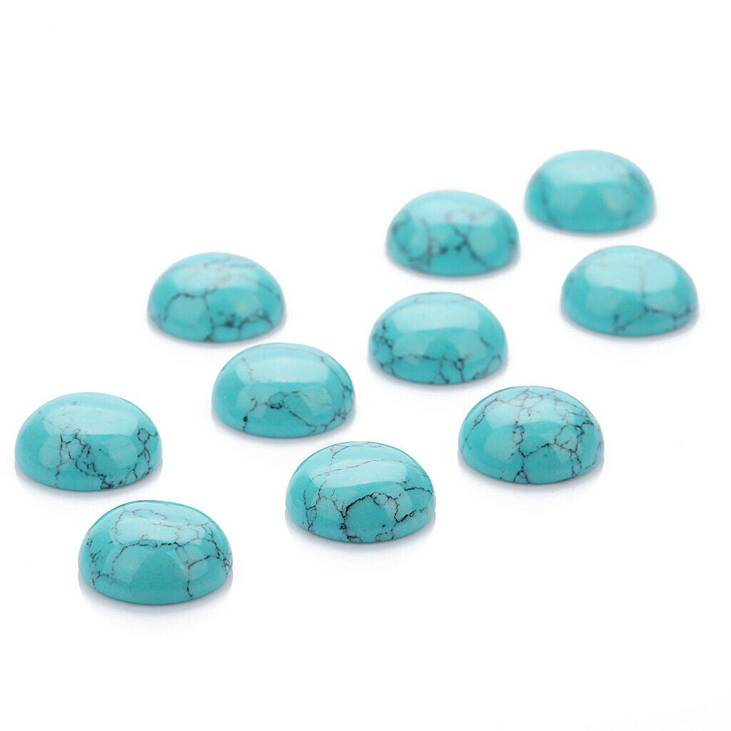 20x Blue Turquoise Domed Cabochon 6mm Stone Bead DIY Necklace Bracelet Ring