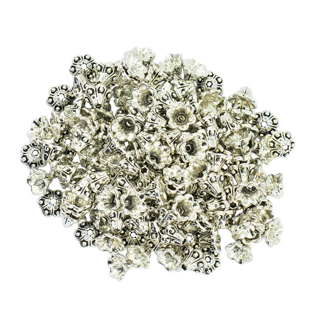 100pcs Alloy Flower Bead Caps Ends for Jewelry Making DIY Necklace Bracelet