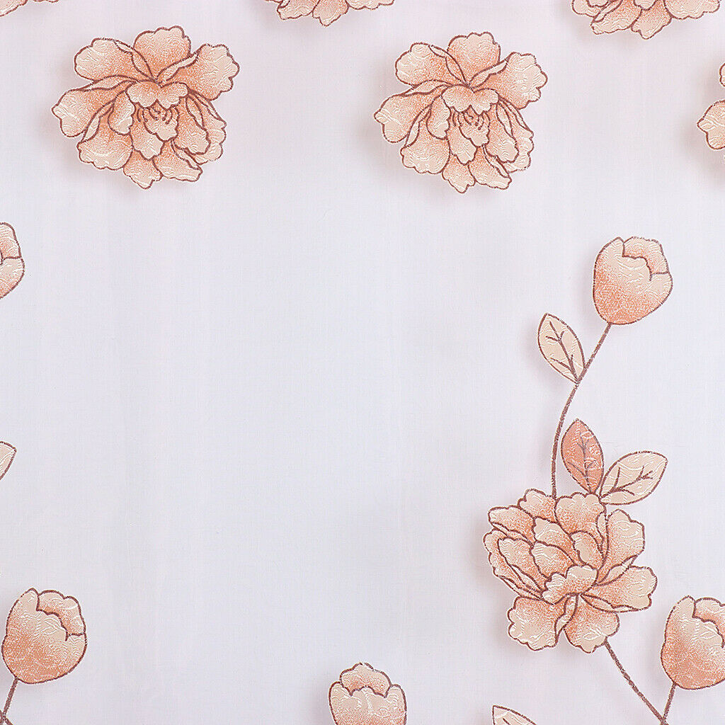 250x100cm Flower Pattern Jacquard Door Window Tulle Voile Curtain- Coffee UK