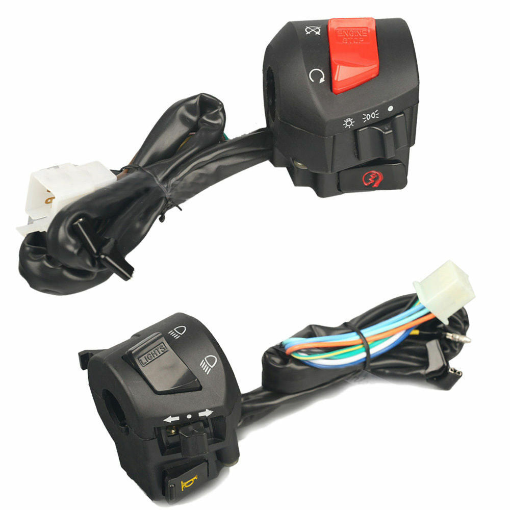 2x Motorcycle 7/8'' 22MM Handlebar Horn Turn Signal Light Control Switch On/Off