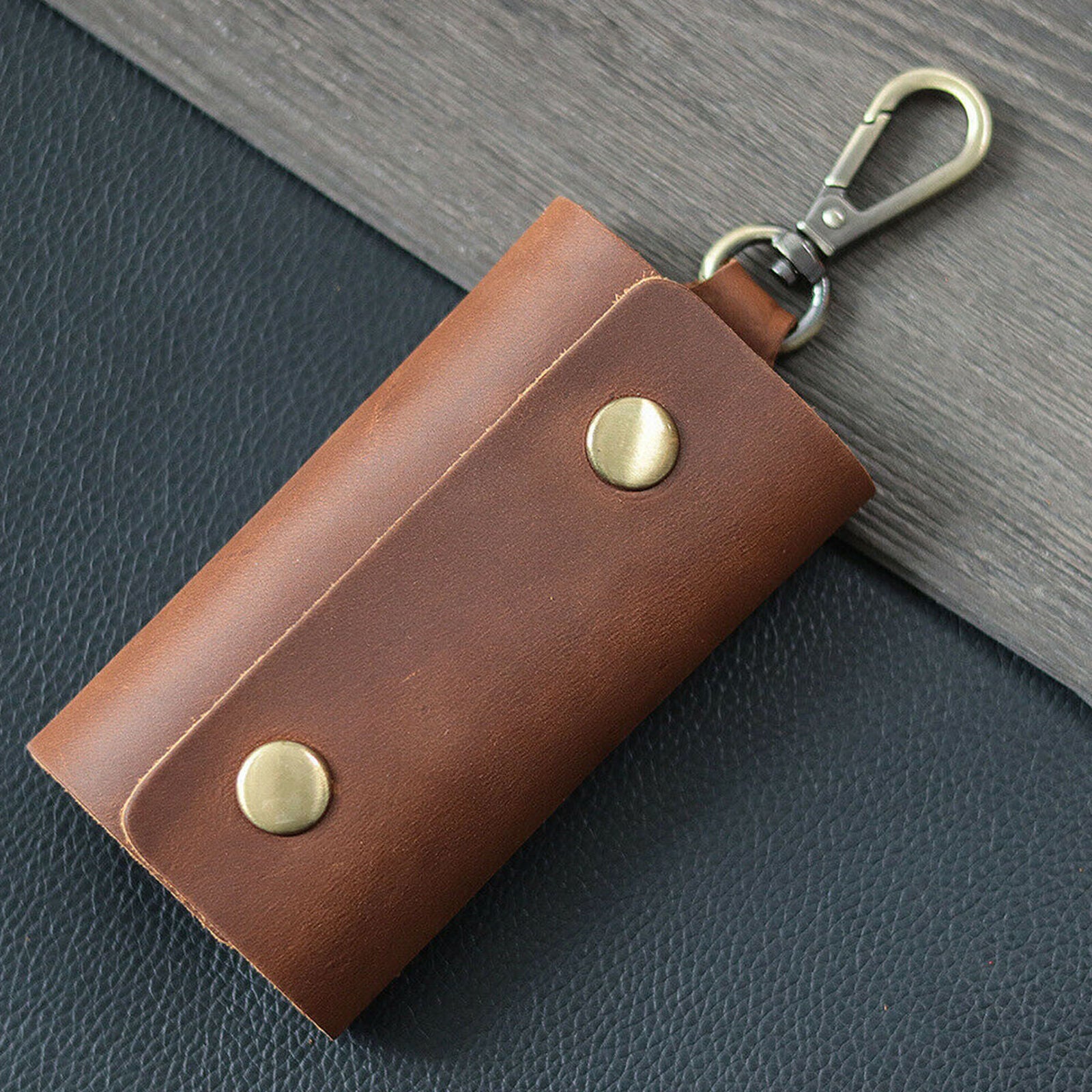 Multi Function Leather Car Key Chain Ring Holder Pouch Case Organizer Bag Wallet