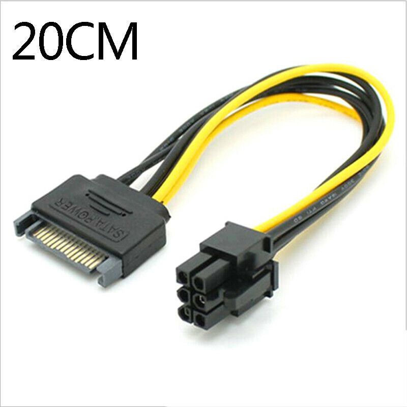 20CM SATA 15pin to 6pin PCIe PCI-e Express Graphics Card Power Cable for .l8