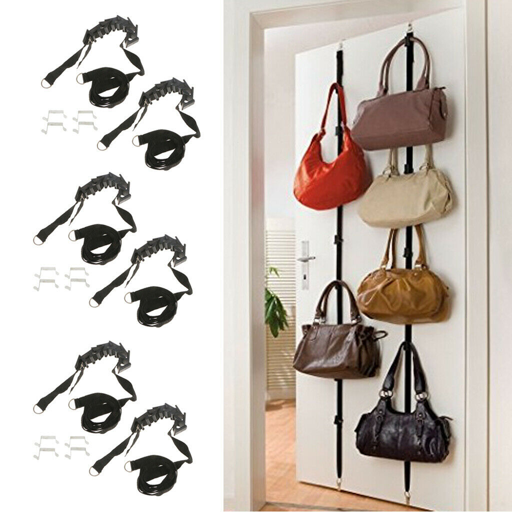 3x Over the Door 8 Hook Hanger Handbag Clothes Scarf Towel Holder Organizer