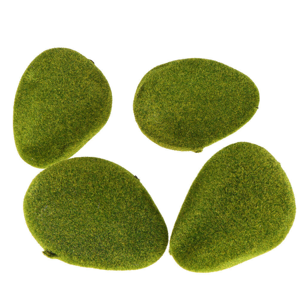 4pcs Artificial Moss Stones Grass Green Plant Potted Home Garden Decor Micro