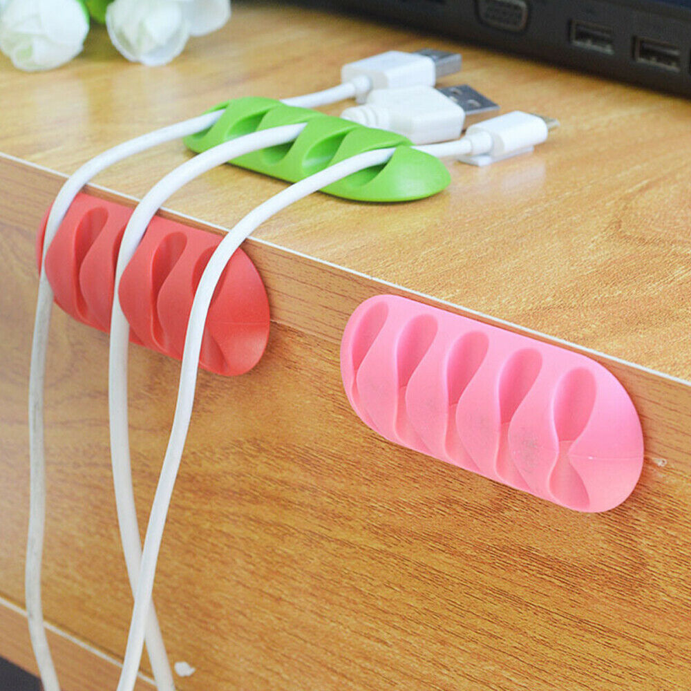 Earphone Cable Organizer Wire Storage Charger Holder Organizer Cord Clip 5 Slots