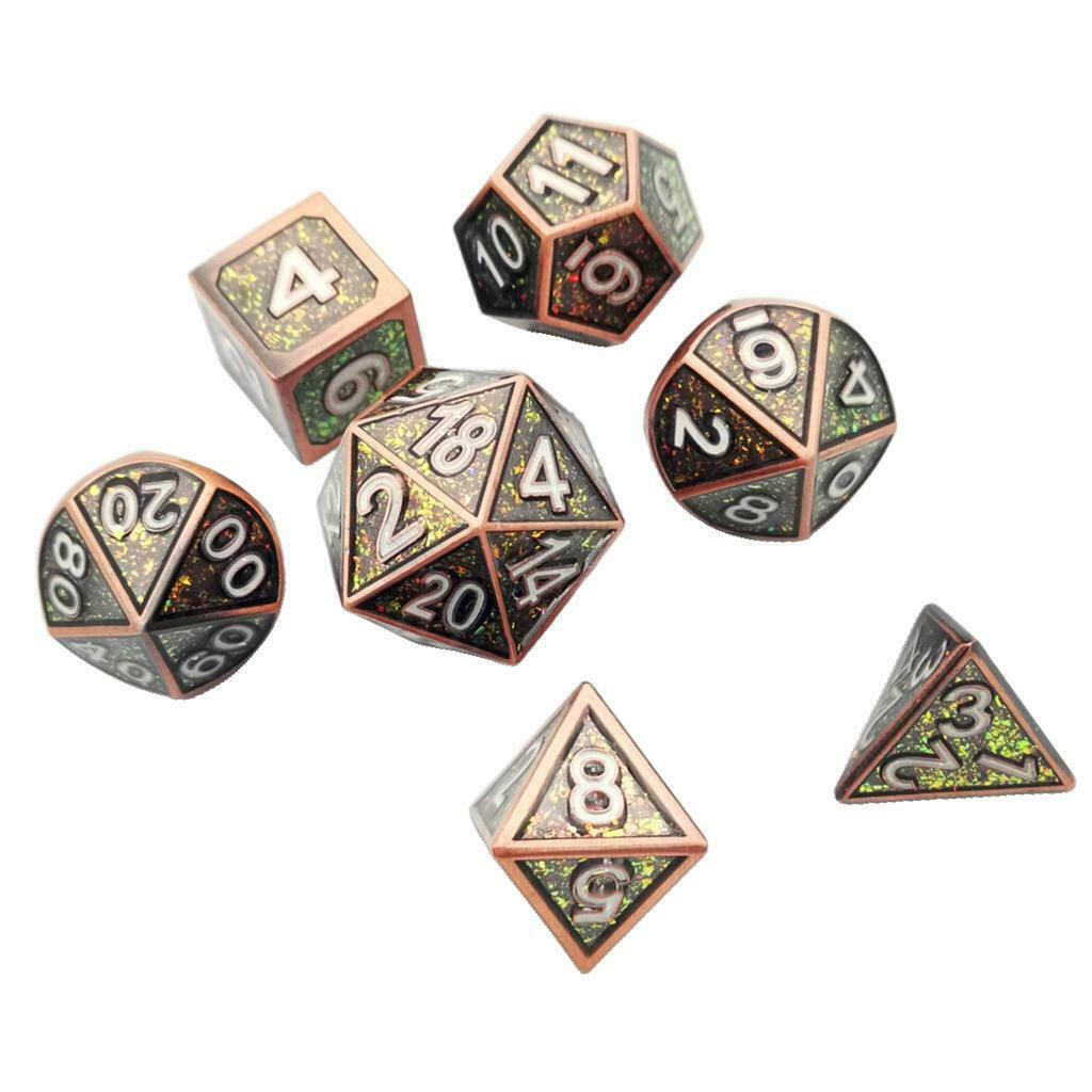 7/set Solid Metal Polyhedral Digital Dice Set for MTG DND RPG Game Toys #4