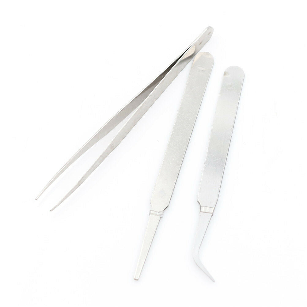 3pcs/set Stainless Steel Tweezer DIY Tool Repair Precision Assembly Electr.l8