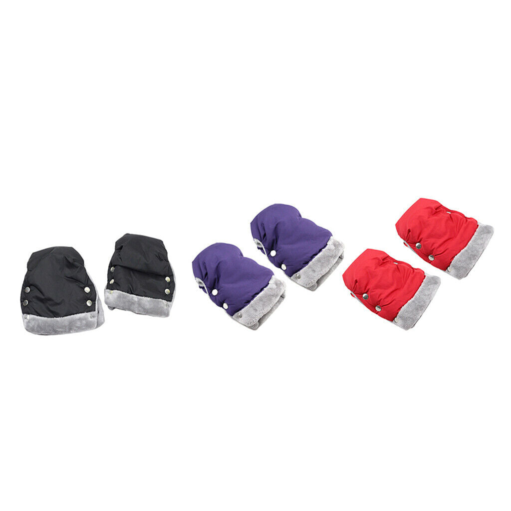 2 Baby Pushchair Gloves Warm Comfort Anti-Freeze Hand Gloves For Women Black