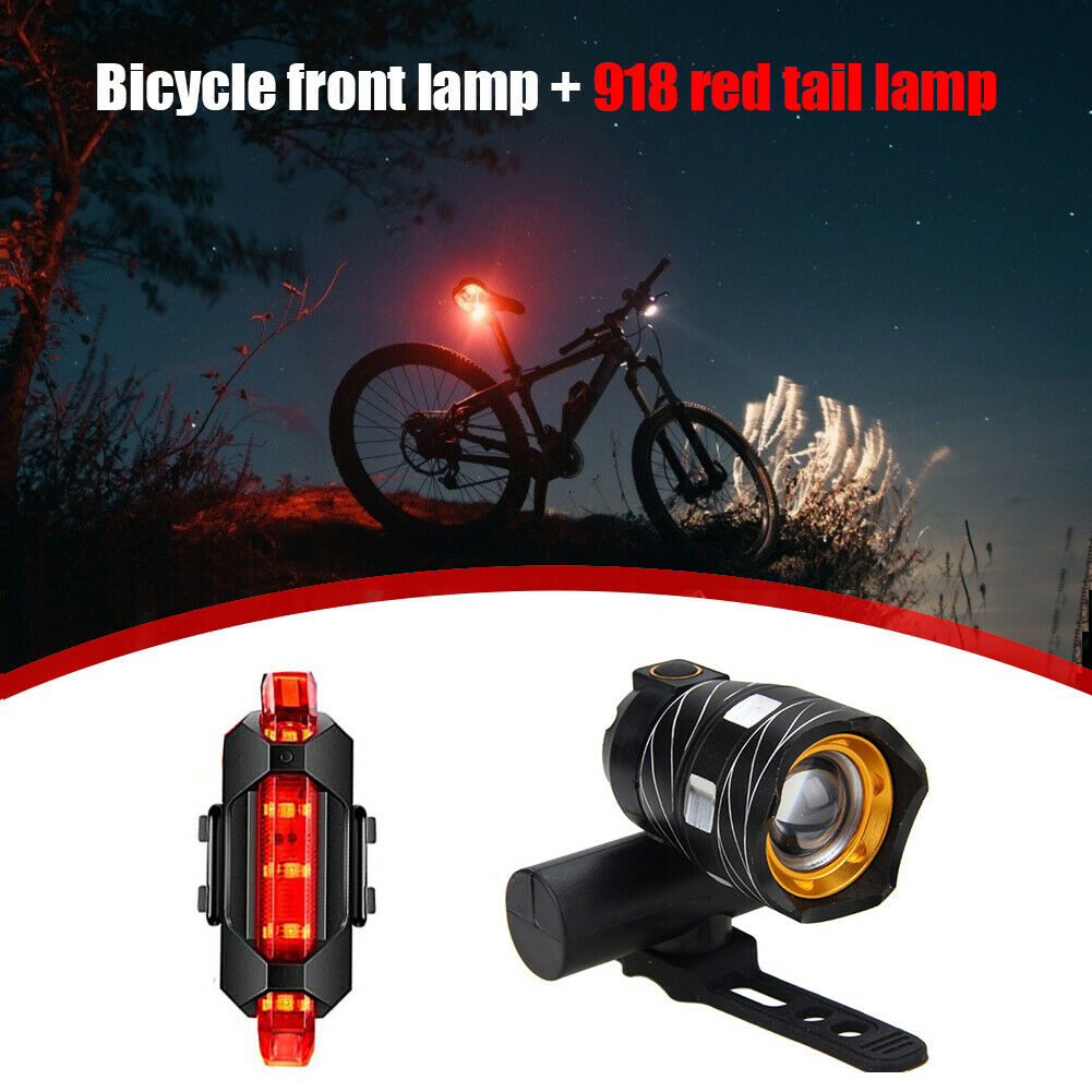 Bike LED Headlight Light Set Waterproof Bicycle Headlight  Modes Zoom Lighting @