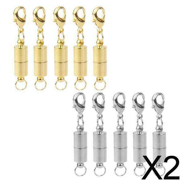 2X 10 Sets Magnetic Clasps with Two Sides Lobster Hook Converter for Bracelets