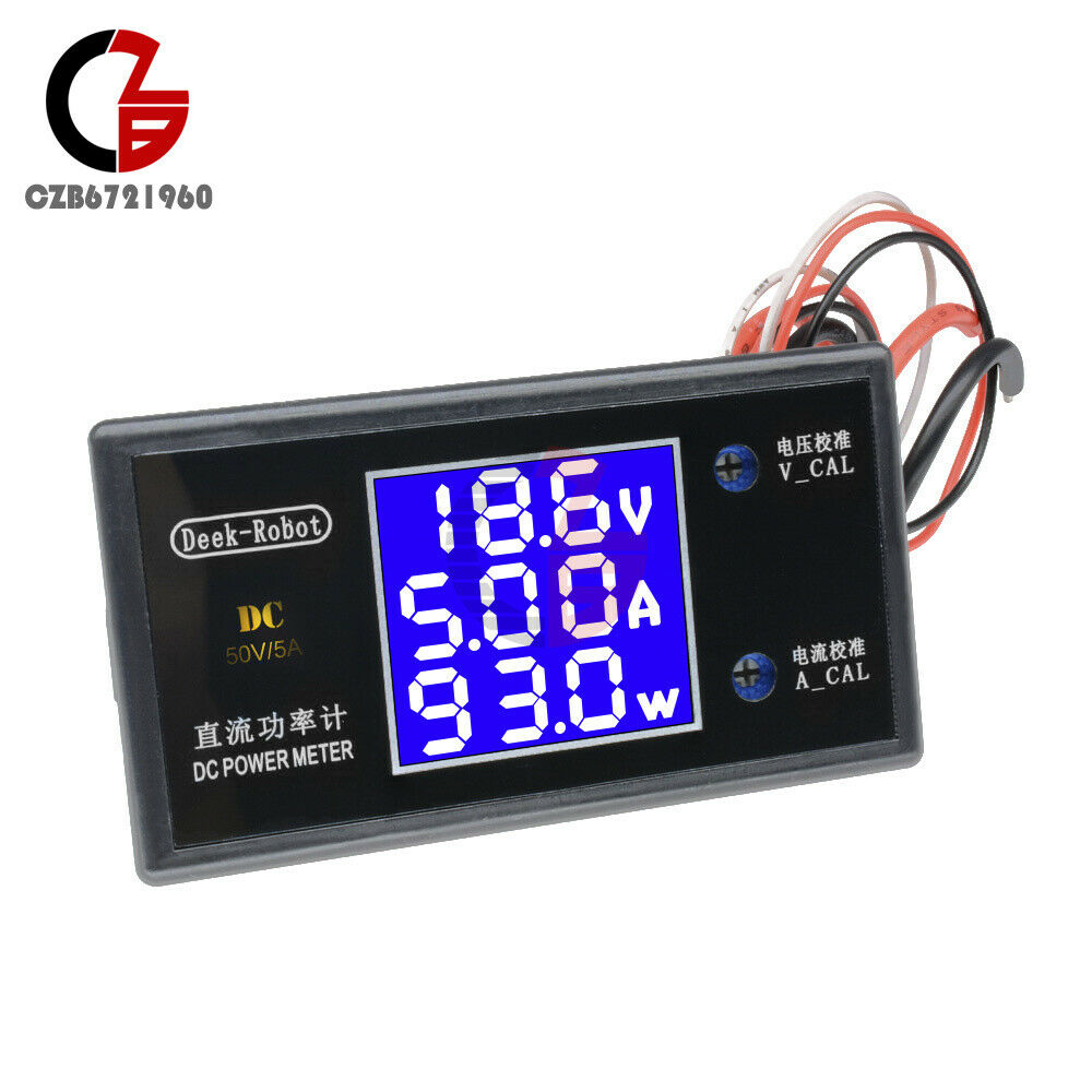 DC 50V 5A 250W Digital LCD Voltmeter Wattmeter Voltage Current Power Detector