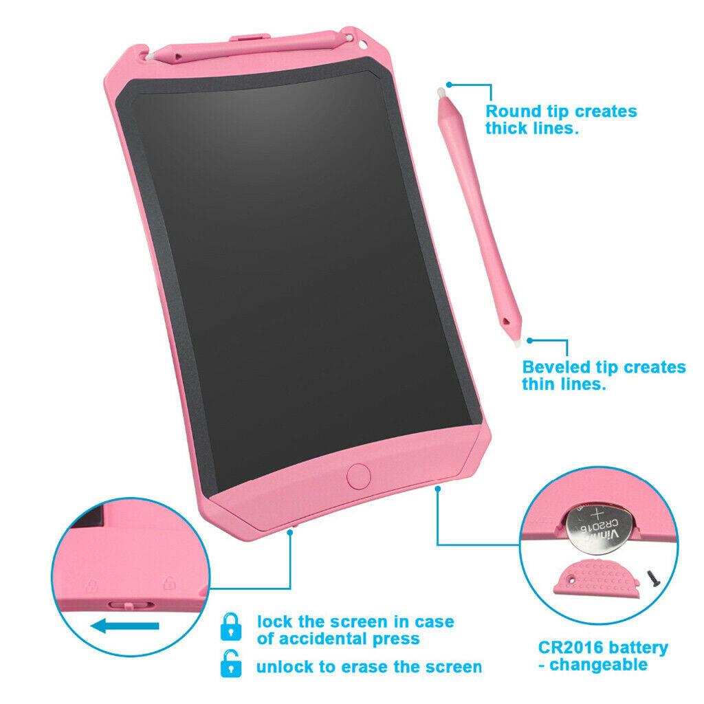 Pink 8" Drawing Pad Board Electronics Graphic with Stylus Pen Lightweight