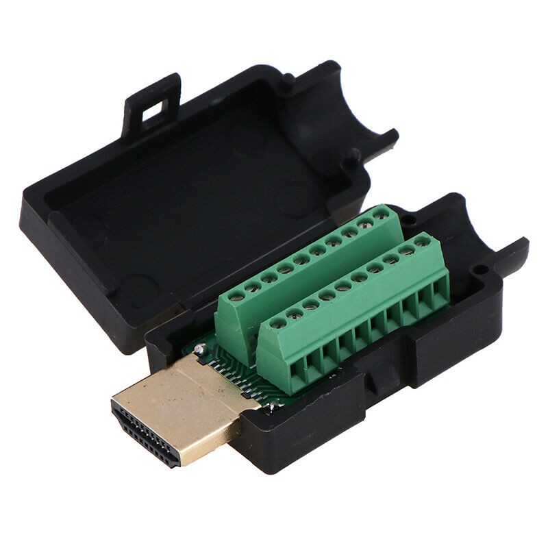 HDMI Male 19P Plug Breakout Terminals Solderless Connector With Cover Tt