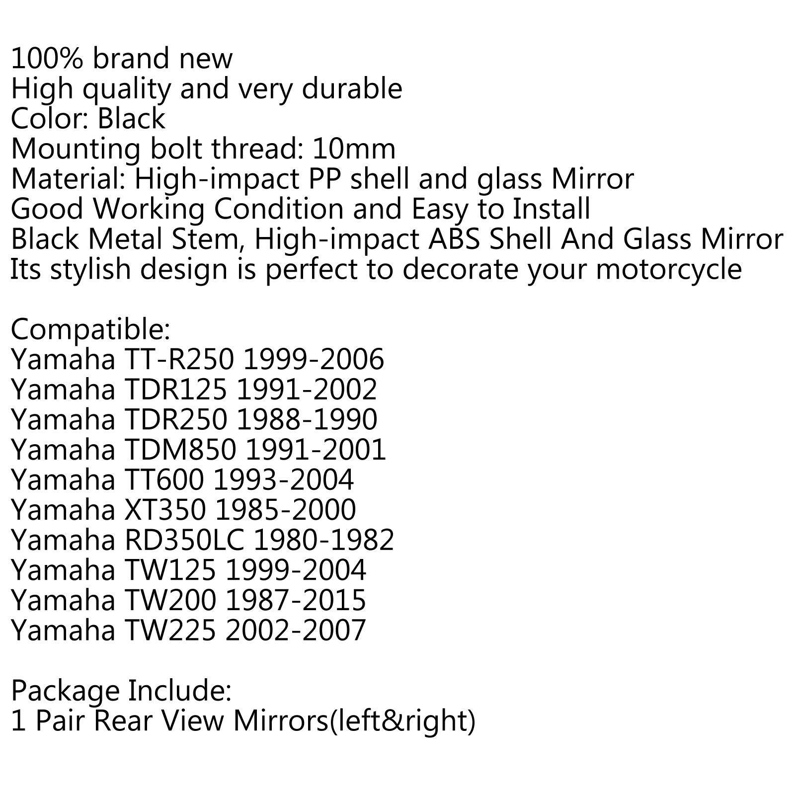 Motorcycle Rearview Mirrors For Yamaha XT350 1985-2000 TT600 TW225 TDR250