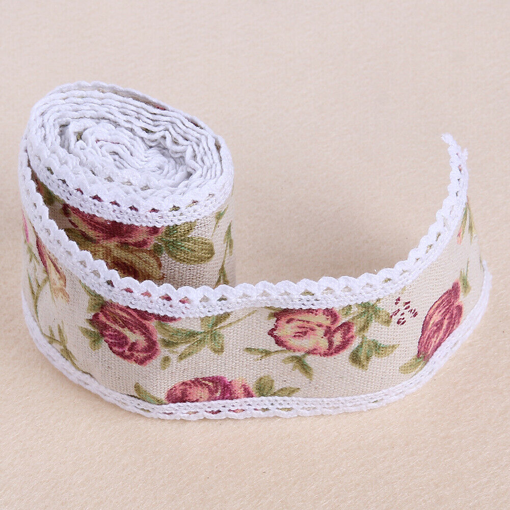 1m/roll Beautiful Flower Hessian Burlap Lace Wedding Decor Cake Runners @