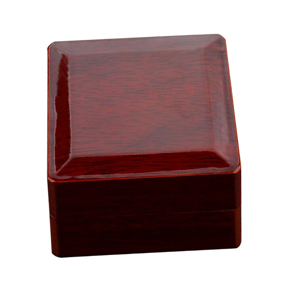 2x Square Wine Red Solid Natrual Wood Display Box Wedding Rings Holder