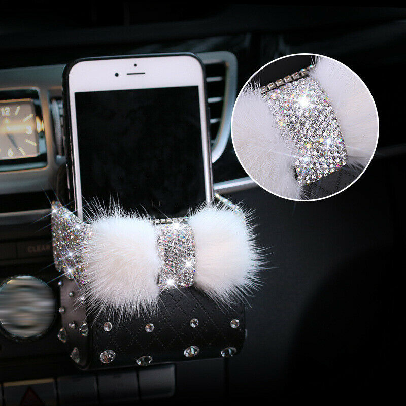 Bling Diamond Car Air Conditioner Outlet Storage Hanging Bag Mobile Phone Holder