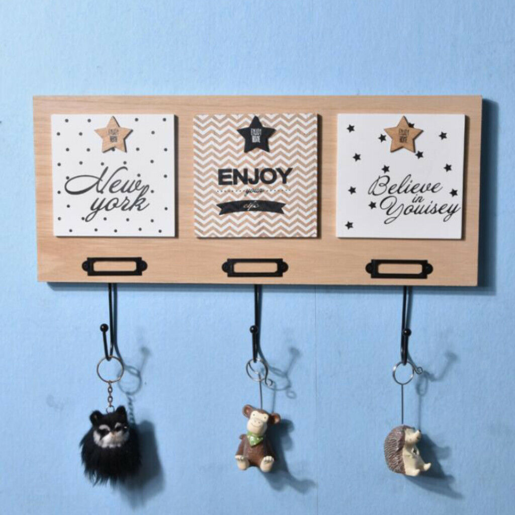 Solid Wooden Wall Mounted Coat Rack Rail Cast Iron Hat Hook Keys Hook Hanger for
