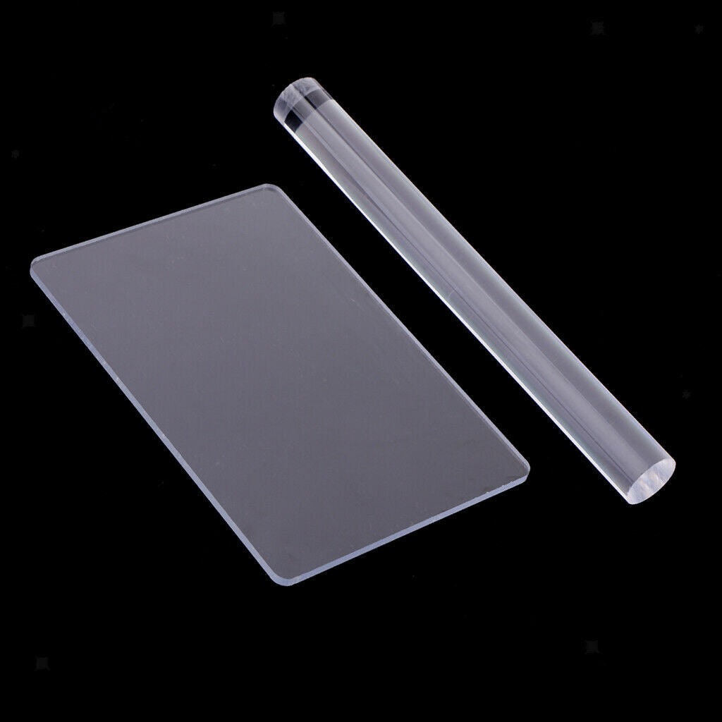 2x Acrylic Clay Roller with Sheet Backing Board for Shaping Sculpting Clay Tool