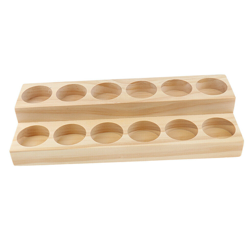 2 Pcs Natural Wood Essential Oil Box Display Storage Case Holder Rack Stand