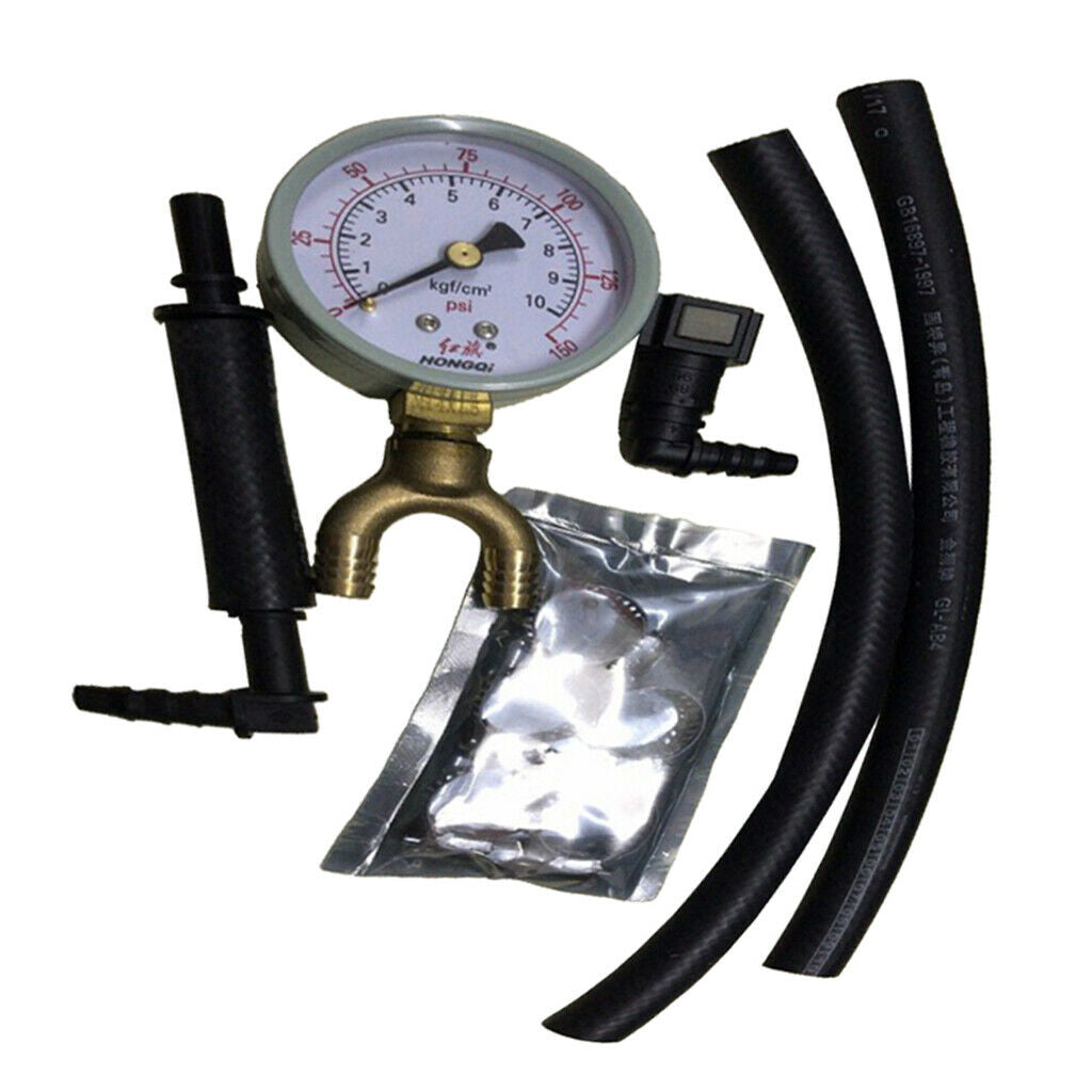 Auto Car Fuel Pressure Test Gauge Analogue Gasoline Hose Adapter Universal