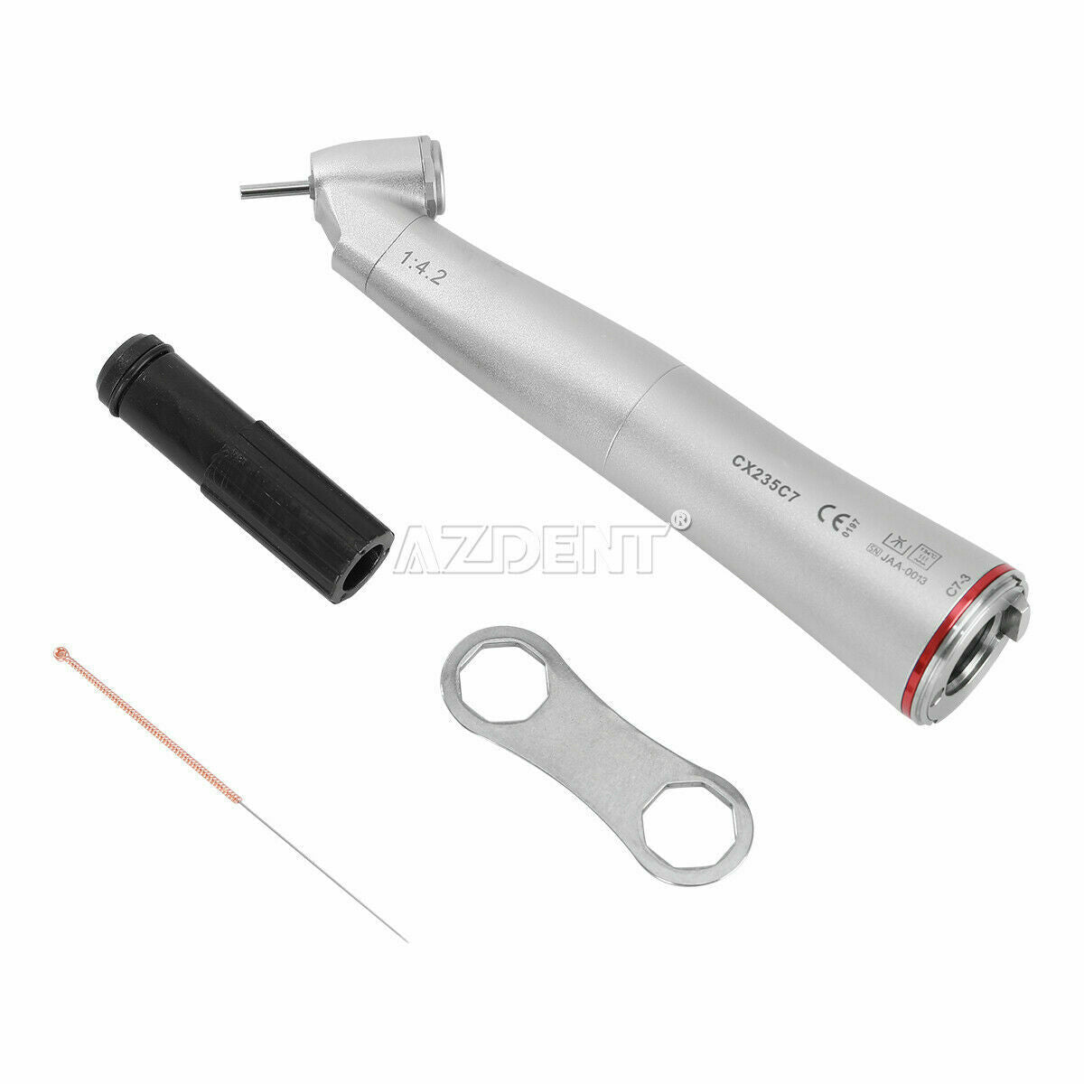 Dental Electric 45°Fiber Optic 1:4.2 Contra Angle + LED Brushless Micro Motor