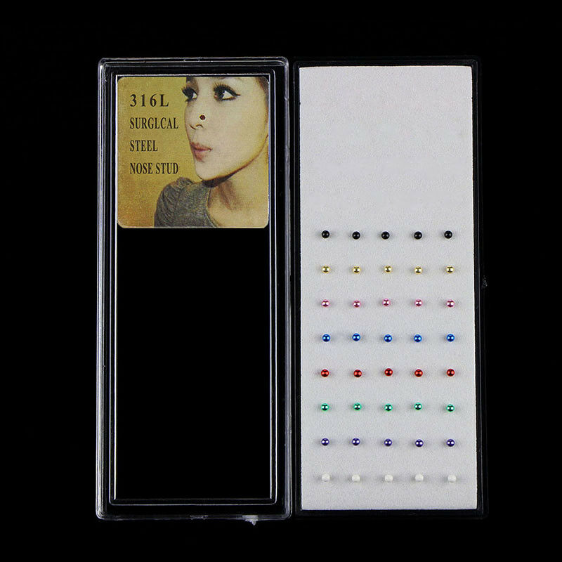 40PCS/Set Nose Ring Bone Stud Stainless Steel Body Piercing Jewelry Wome.l8