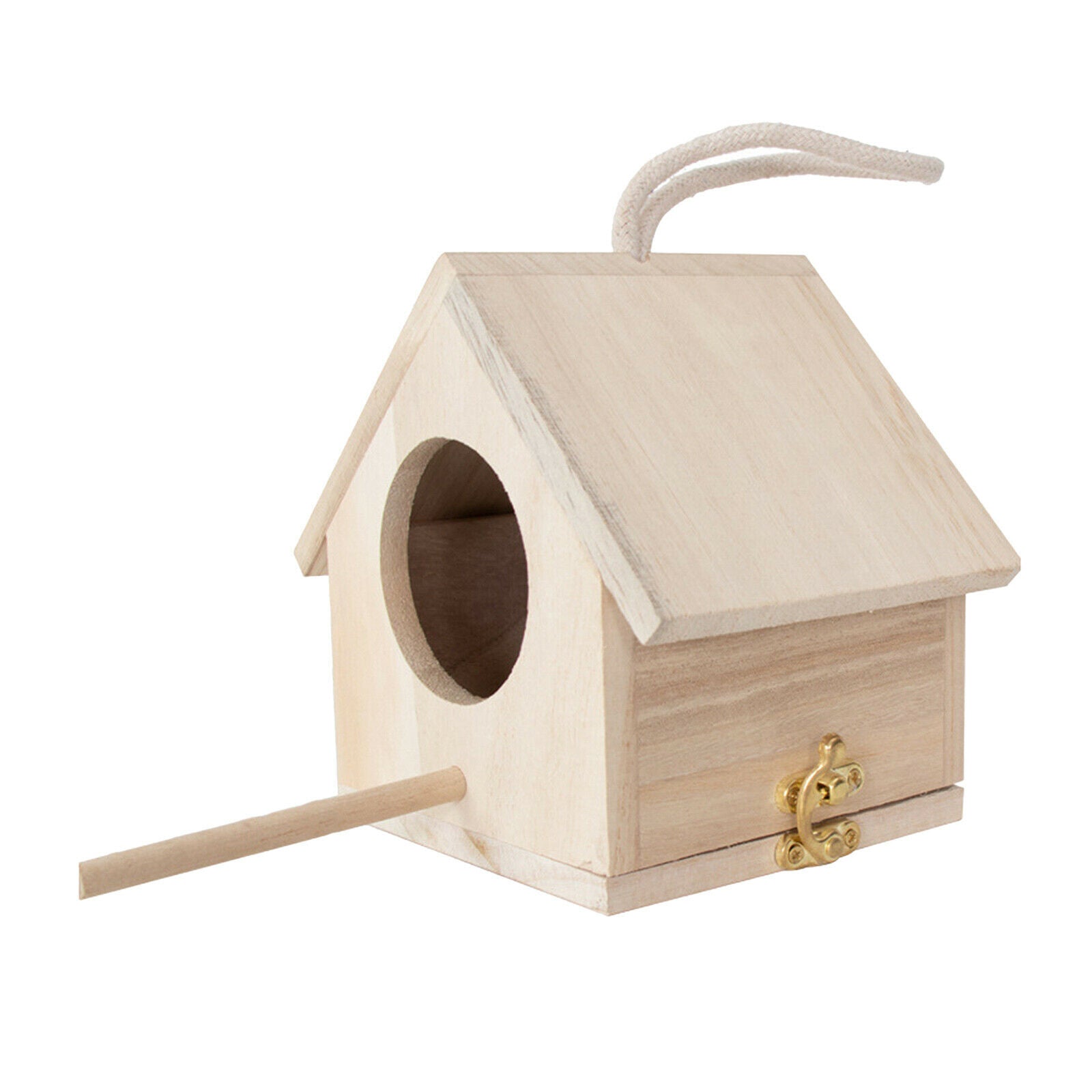 Unpainted Wooden Birdhouse Outdoor Hanging Bird Cave Bird Breeding Nest