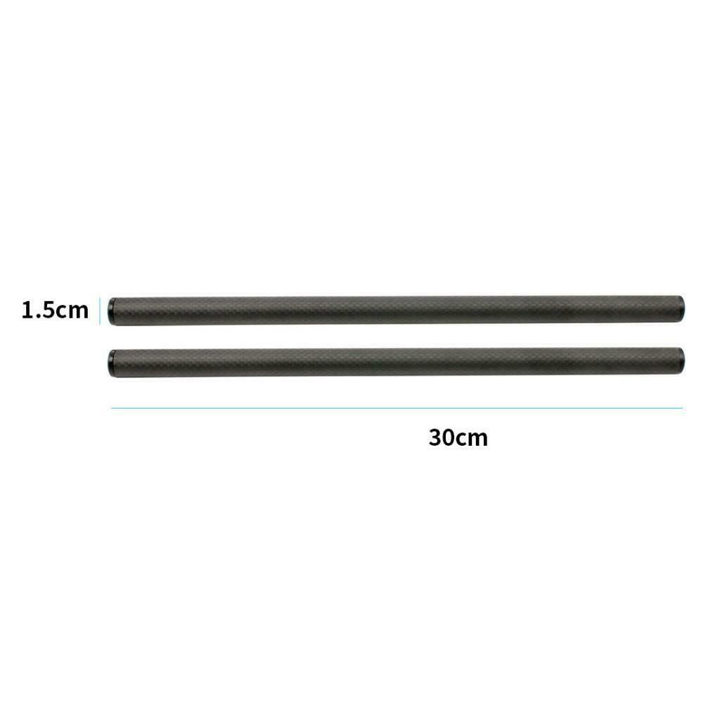 2x 15mm Carbon Fiber Rod 30cm 12" for DSLR Shoulder Rig Rail Support System