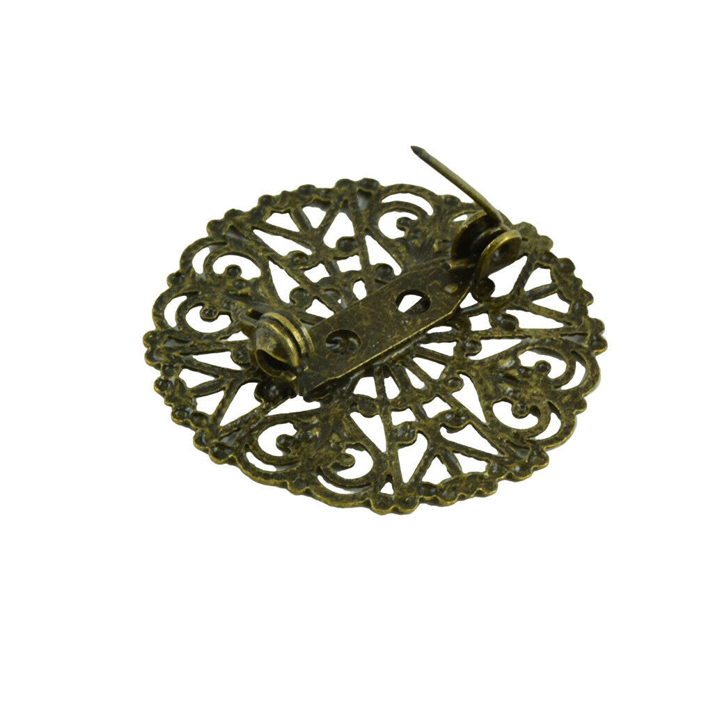 10 Pieces Filigree Blank Flower Brooch Lapel Pin Settings