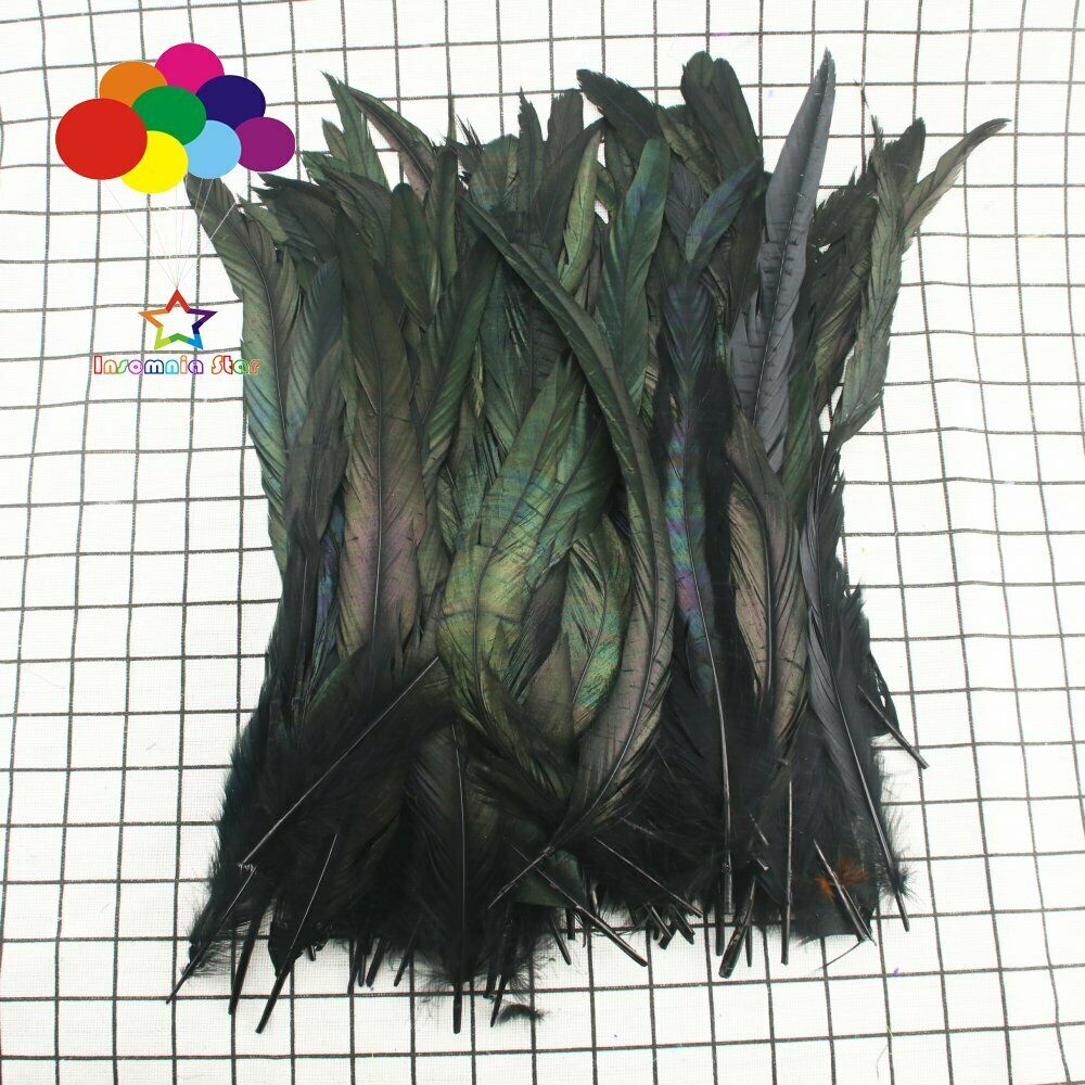 Black dyeing 100 Pcs 12-14 Inch/ 30-35 cm Cock Chicken Tail natural Feathers