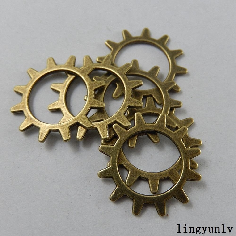 20x1mm Retro Bronze Alloy Gear Wheel Pendant Charm Handmade Jewelry Craft 60 pcs