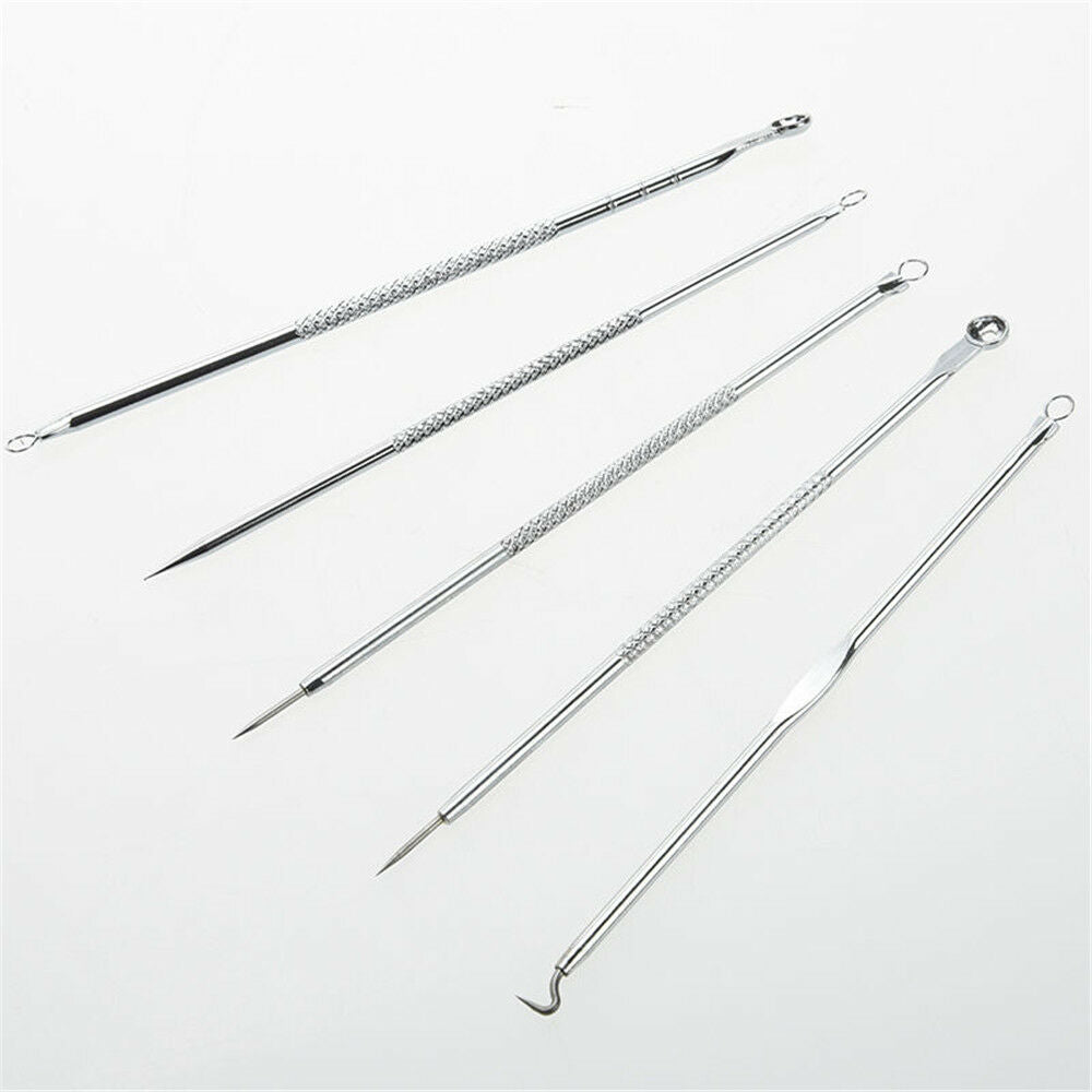 5pcs Blackhead Pimple Blemish Comedone Acne Extractor Remover Tool Kit Set PRO
