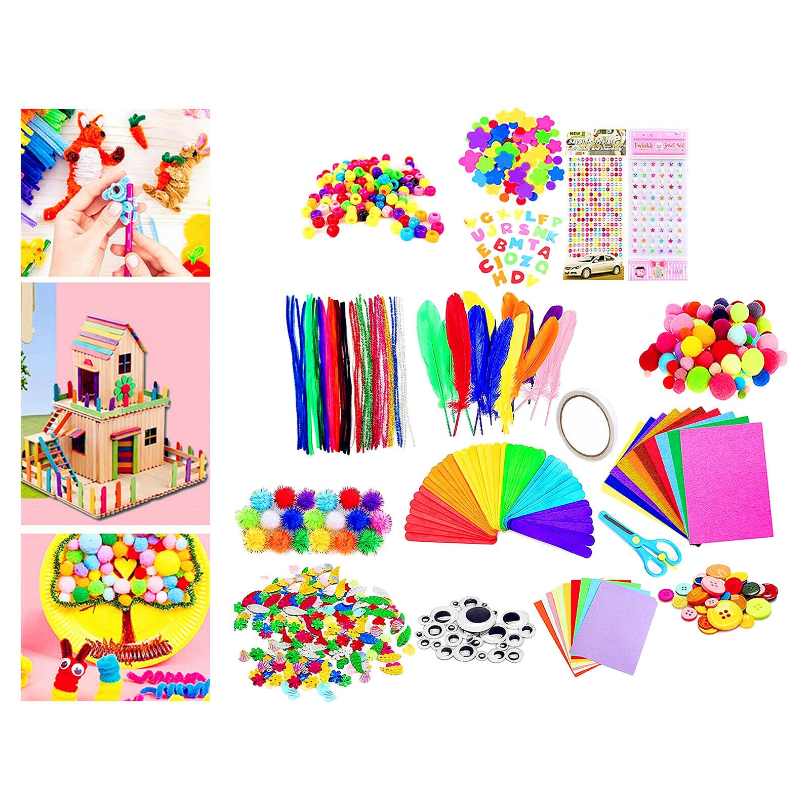Arts and Crafts Supplies Scissors Kit Buttons DIY for Easter Age 7-14 Kids