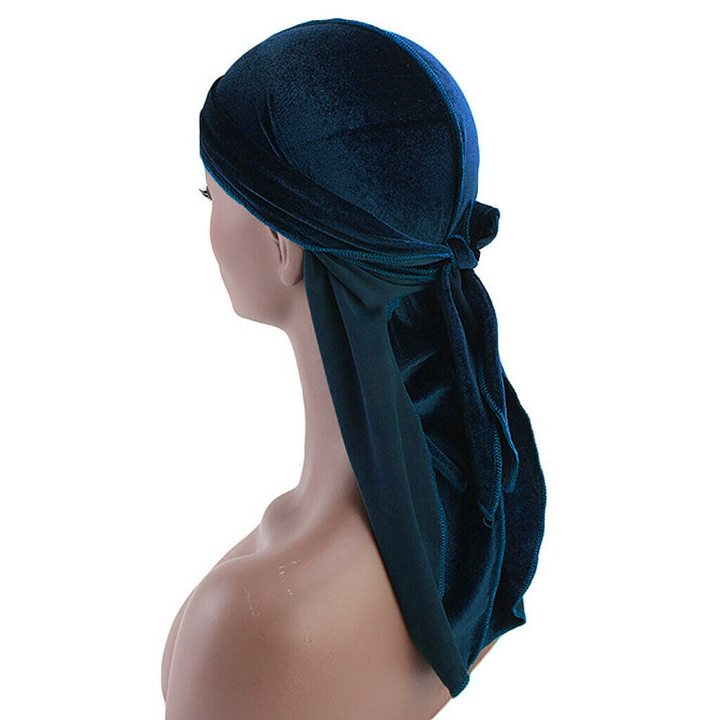 3 Pieces Women Mens Velvet Bandana Hat Durag Long-Tail Headwear Chemo Hat
