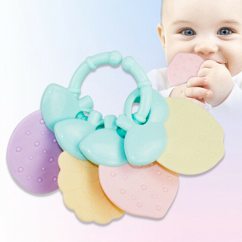 4Pcs/set Baby Safety Teether Baby Teething Rattle Toys Food Grade Teeth-PNA g RC