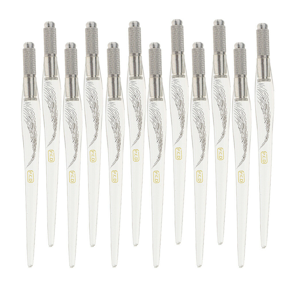 12Pcs Reusable Microblading Pen Lip Line Manual Tattoo Pen Machine Supplies