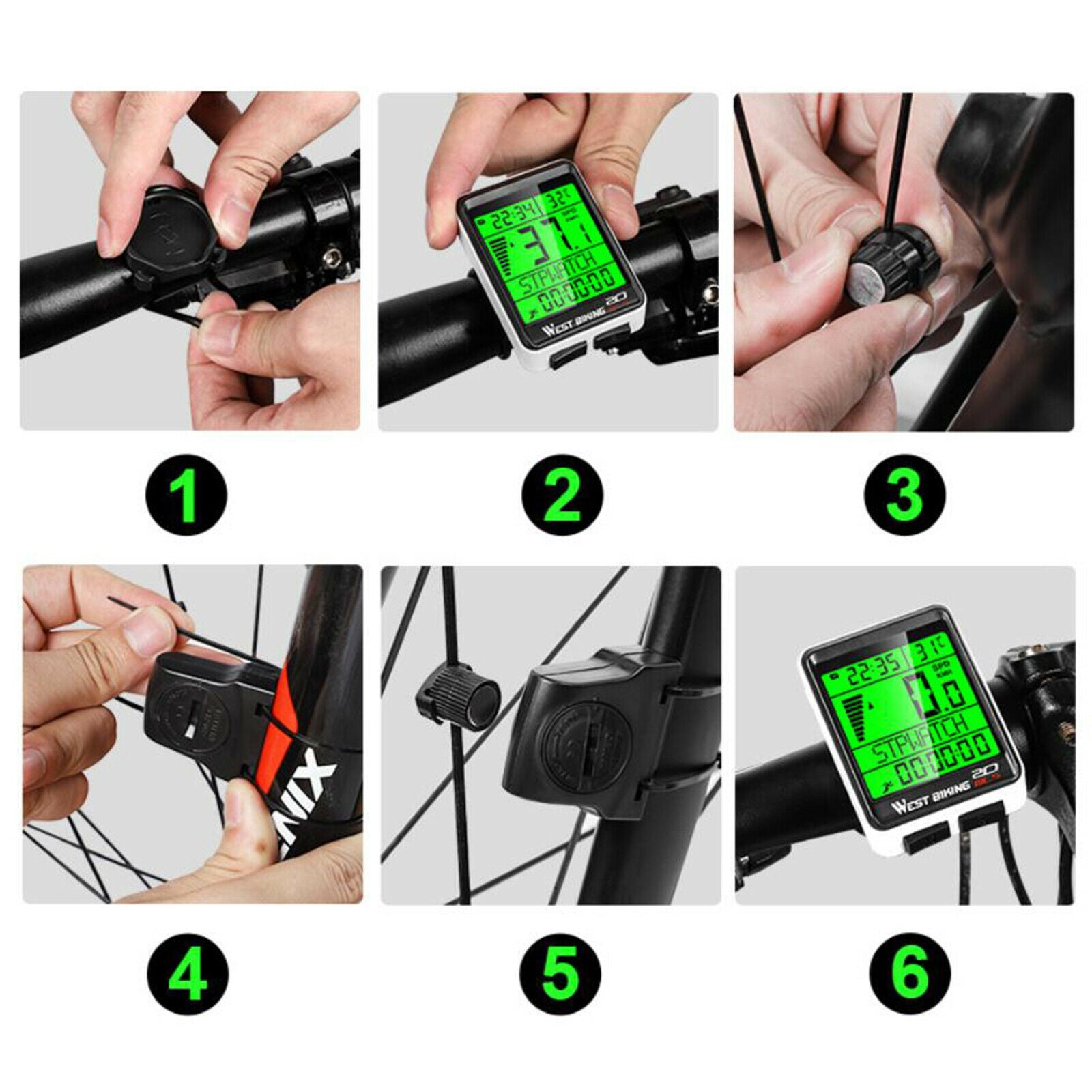 Waterproof Bike Computer Wireless Cycling Odometer Stopwatch Speedometer