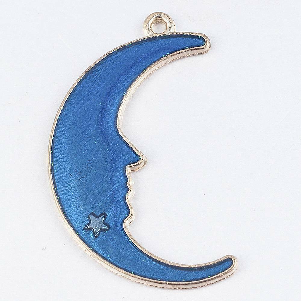 8PCS Alloy Moon/Star/Planet Enamel Charm Pendant For DIY Jewelry Craft Making