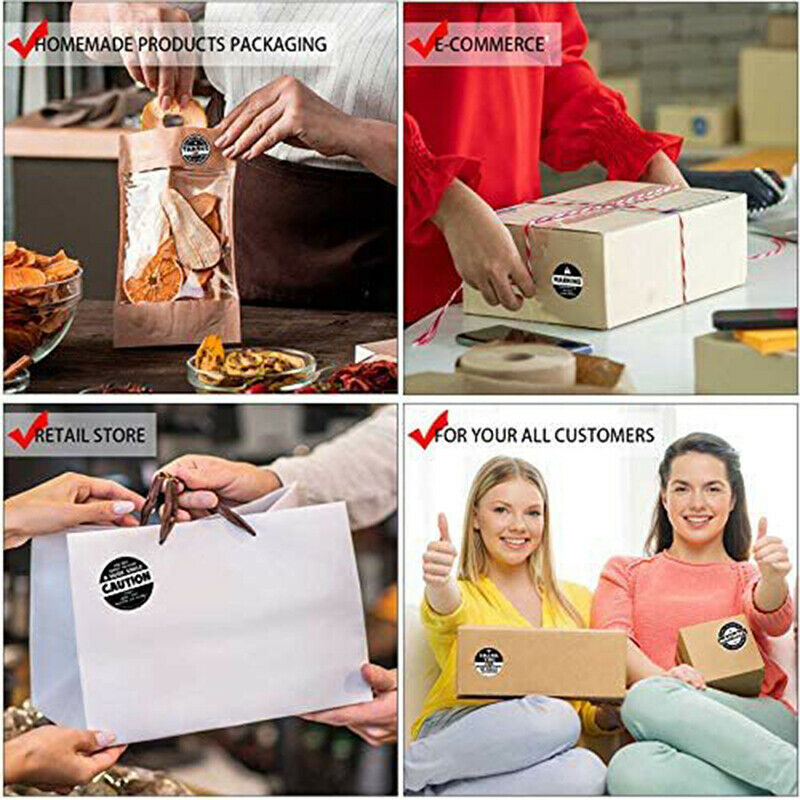 500pcs Black and White Adorable Warning Stickers Labels Extreme Happiness.l8