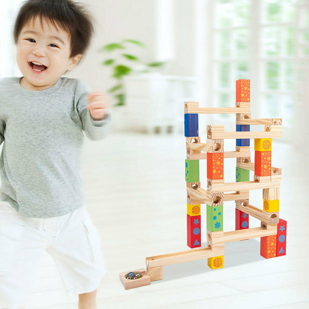53Pcs/Set Geometric Shape Stack Block Wooden Set for Boys and Girls Kids