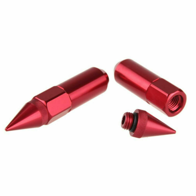 20pc Red M12X1.25 Aluminum Spiked 60mm Extended Tuner Wheels / Rims Lug Nuts