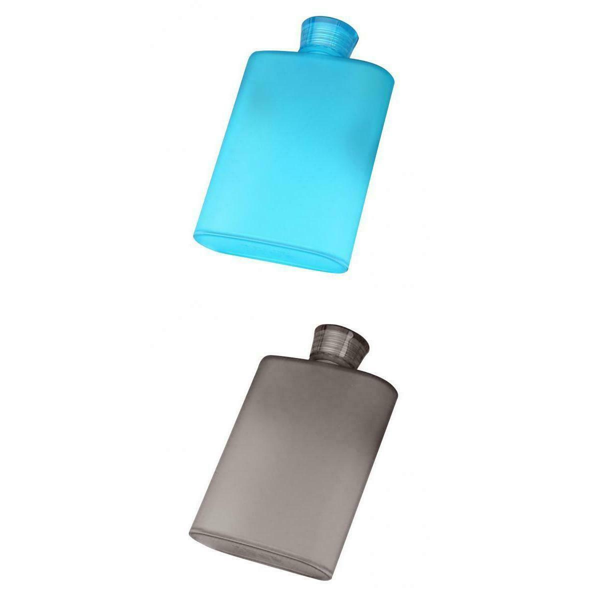 2pcs Plastic Hip Flask for Liquor  Alcohol Pocket Drinkware Blue & Grey